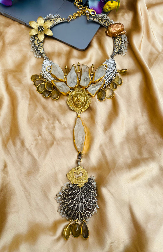 An Ode to Style Lion Peacock Necklace