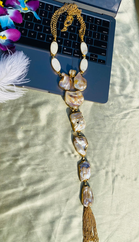 Baroque Pearl Tie Necklace