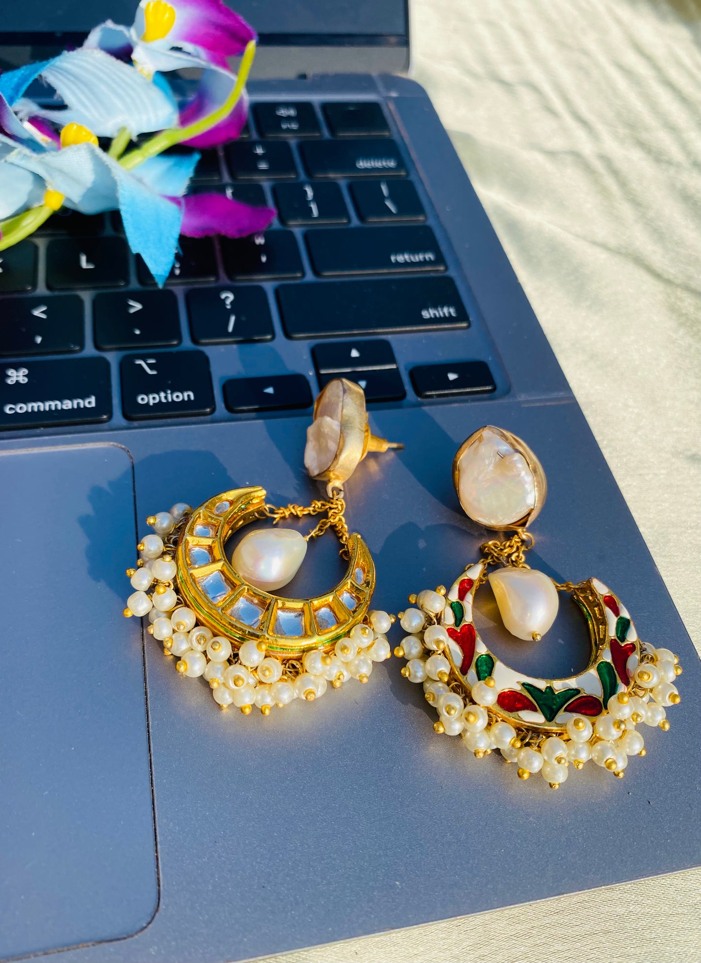 Glory White Kundan Earrings