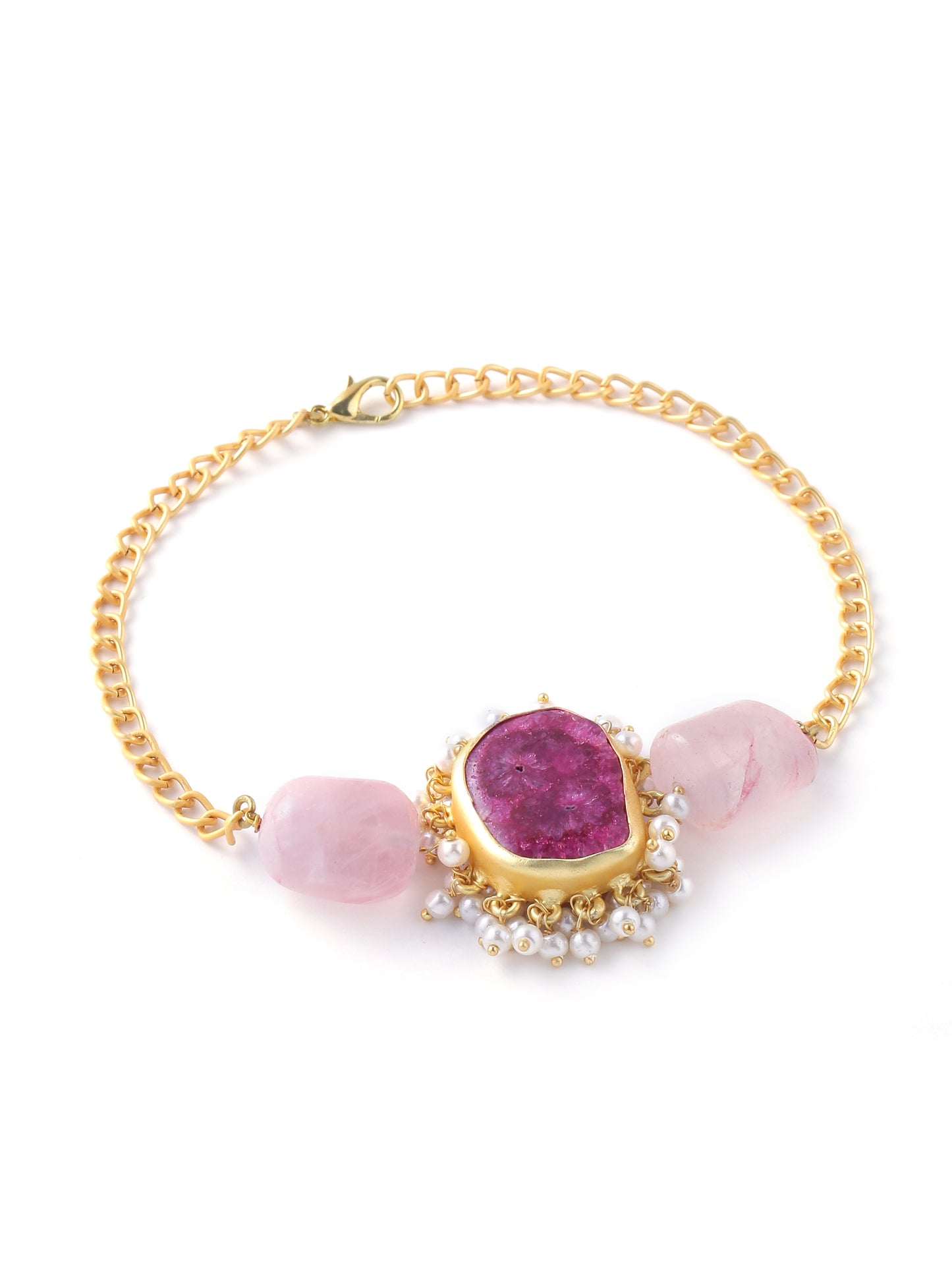 Agate with Rose Quartz and pearl Bracelet