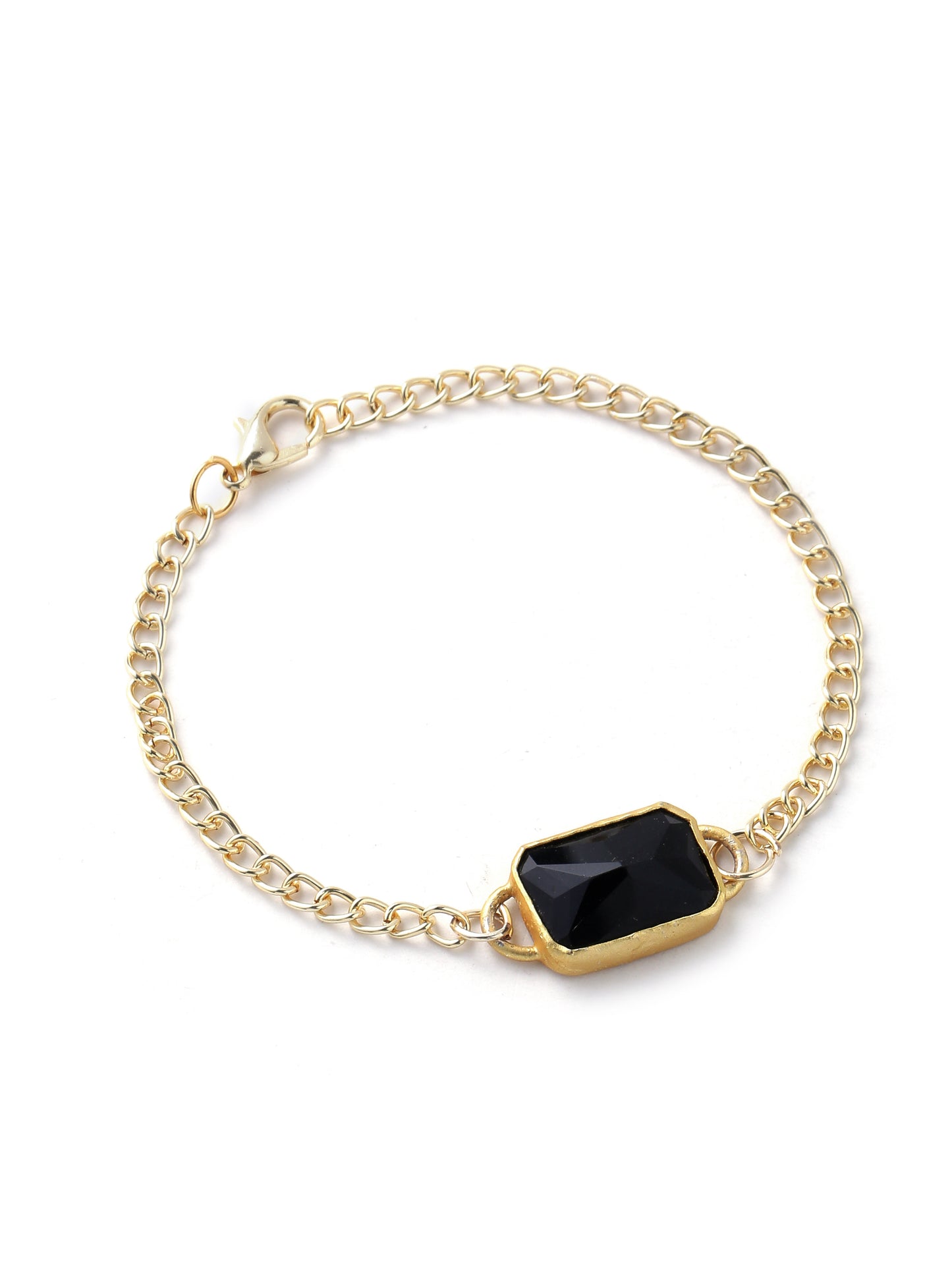 Black onyx Bracelet studded in Brass Metal