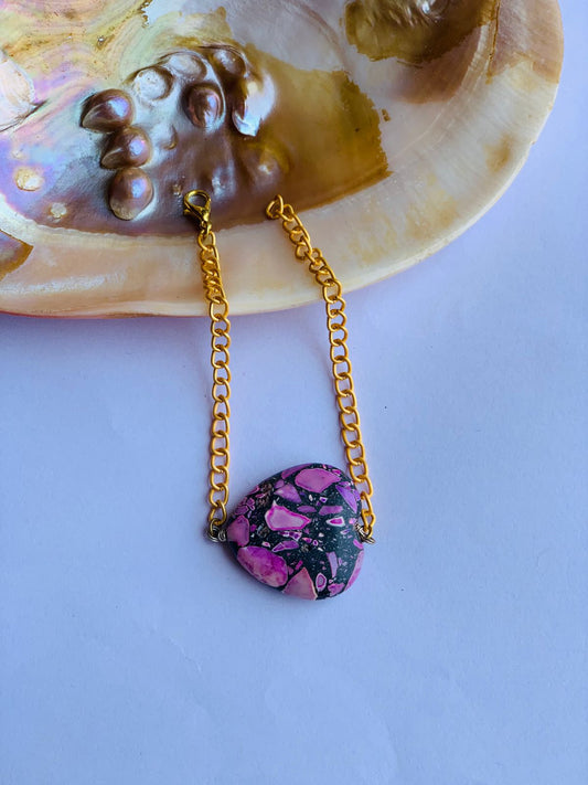 Tourquise pink heart stone in chain