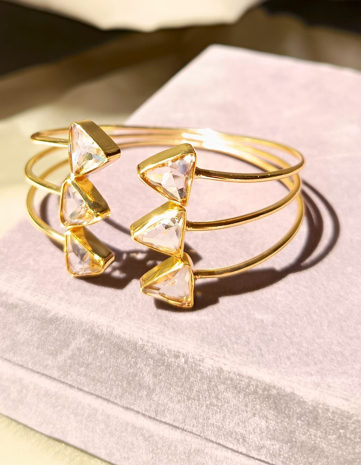 White Triangle Glass Stone Handcuff
