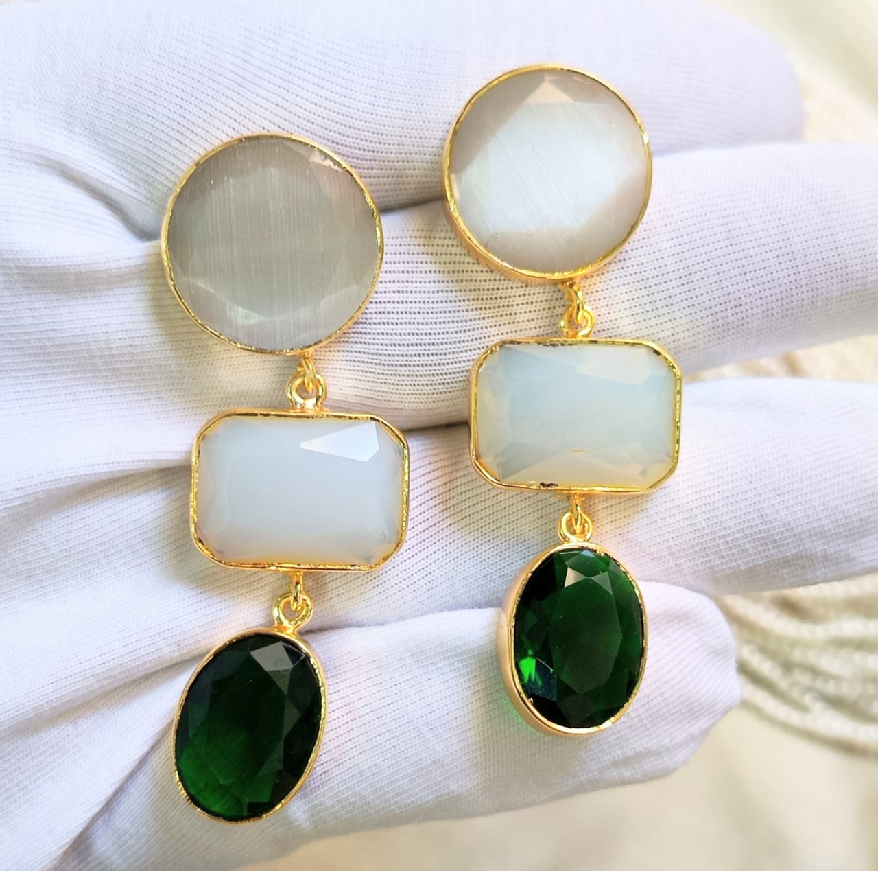 Royal Three-Stone Drop Earring