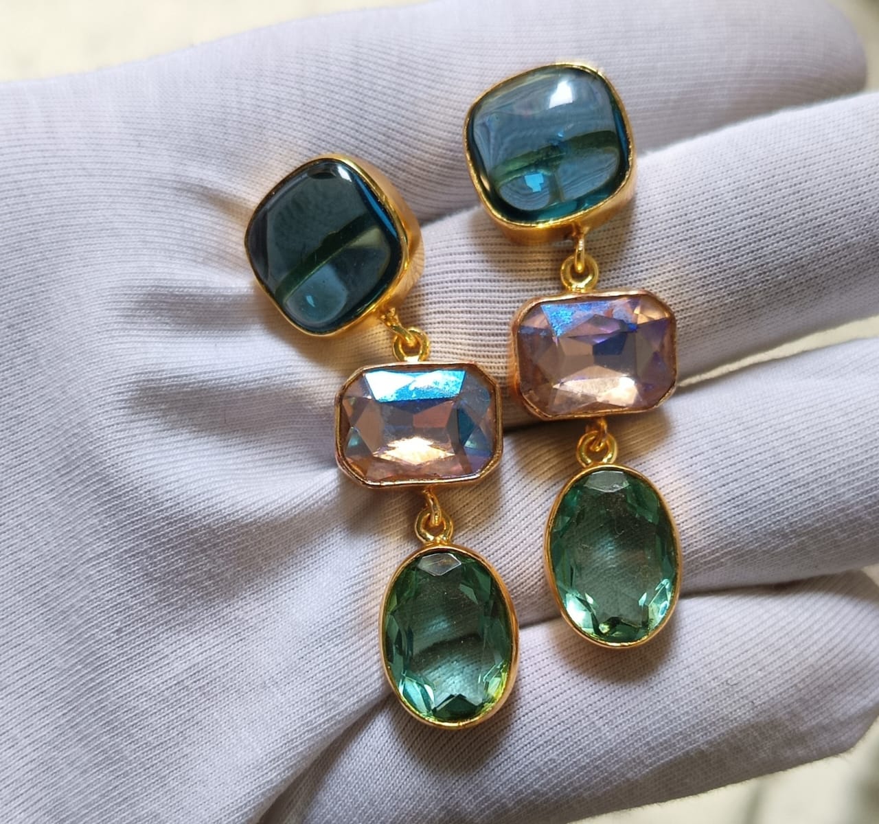 Royal Three-Stone Drop Earring