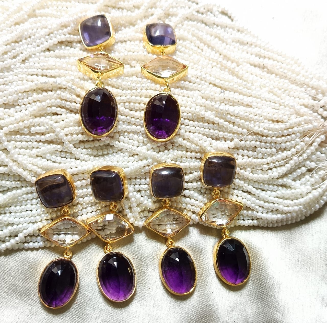 Royal Three-Stone Drop Earring