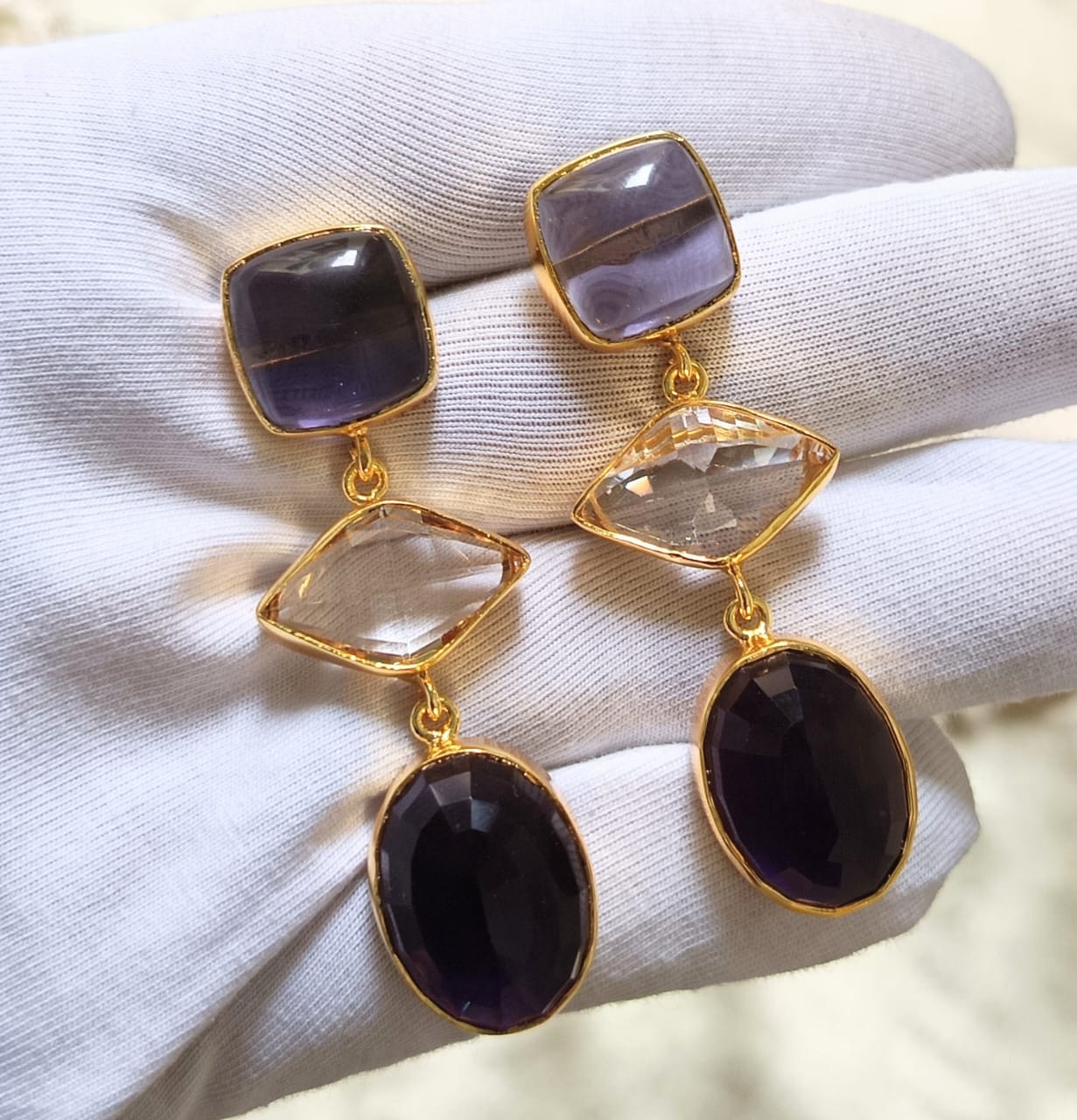 Royal Three-Stone Drop Earring