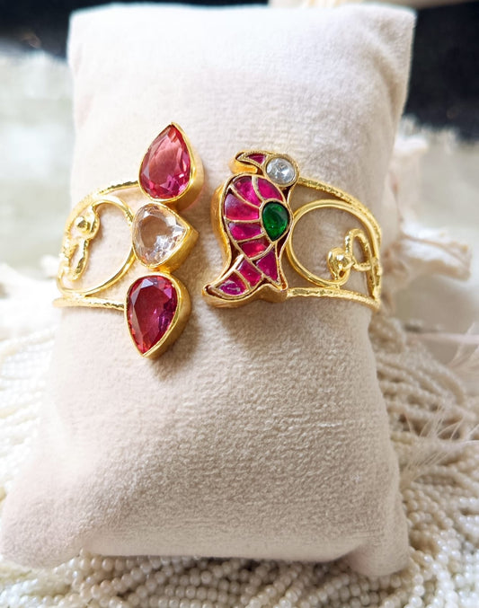 Peacock Enamel Kundan Handcuff