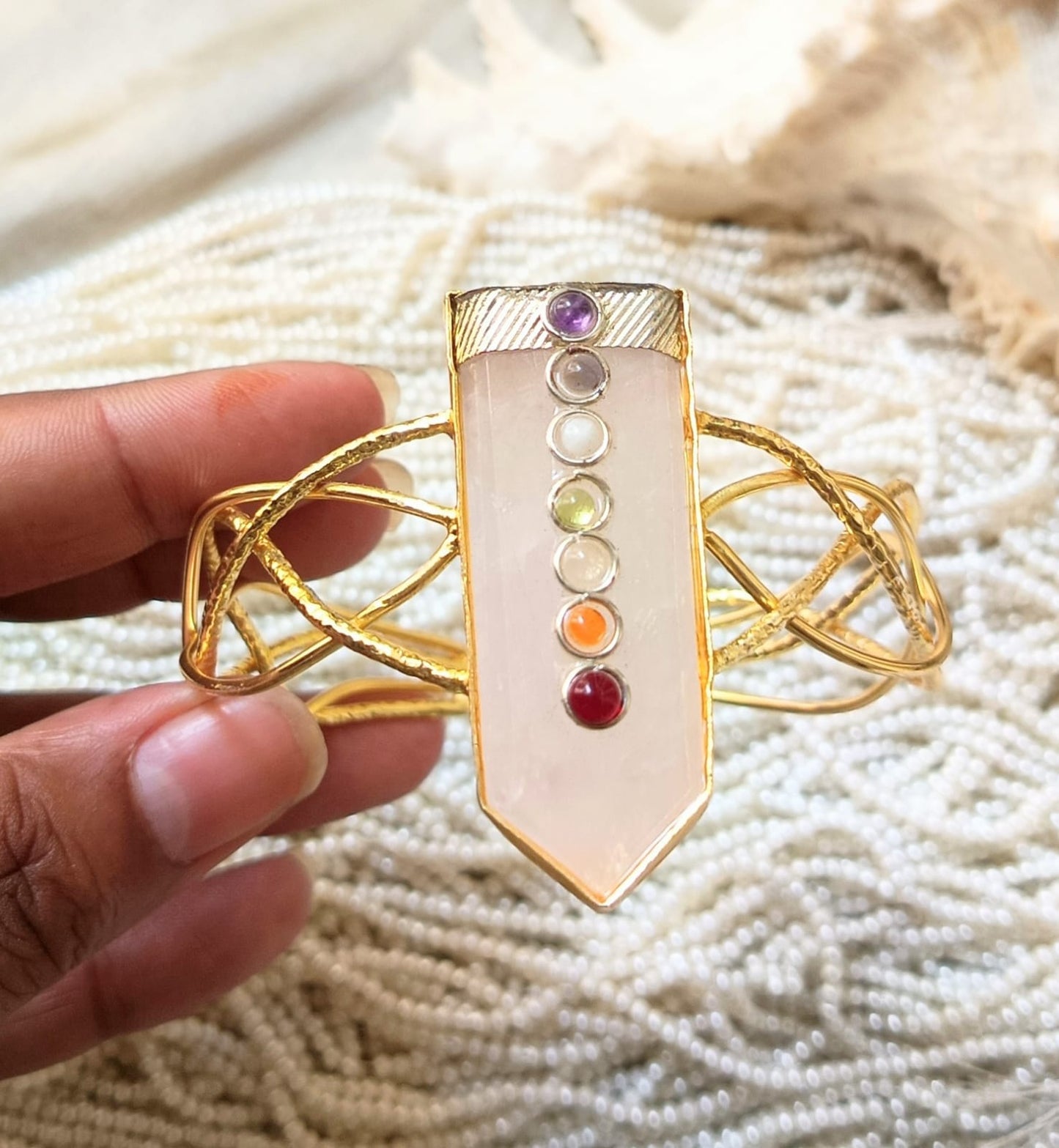 Rose Quartz 7- Chakra Headling Handcuff