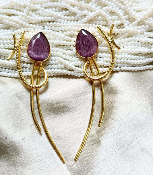 Purple Teardrop Vine Long Dangler Earring