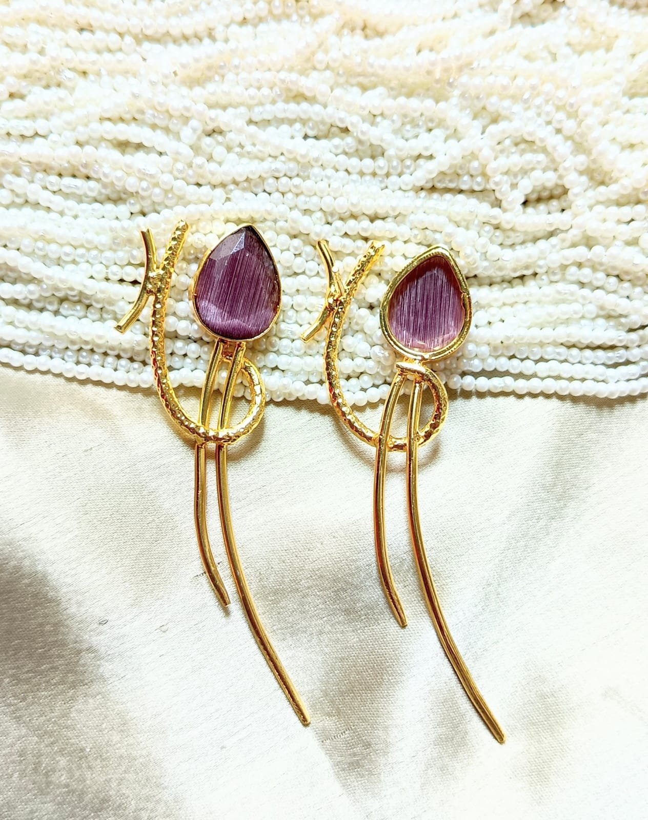 Purple Teardrop Vine Long Dangler Earring