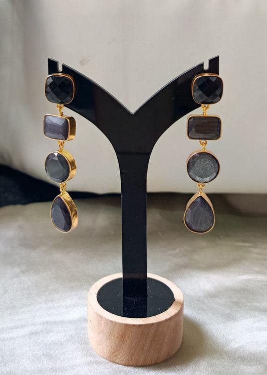 Triple Stone Luxe Drop Earring