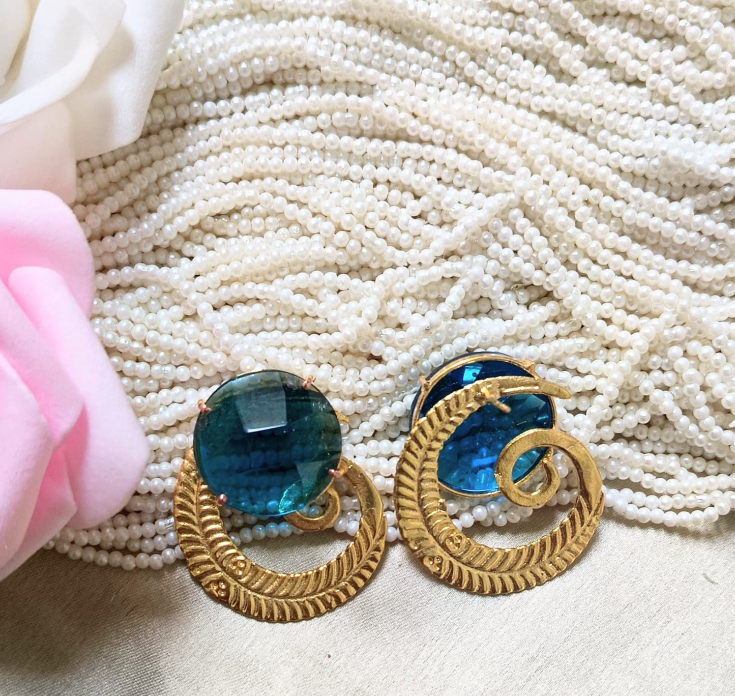 Chic Crescent Studs With Gemstone Statement Earring