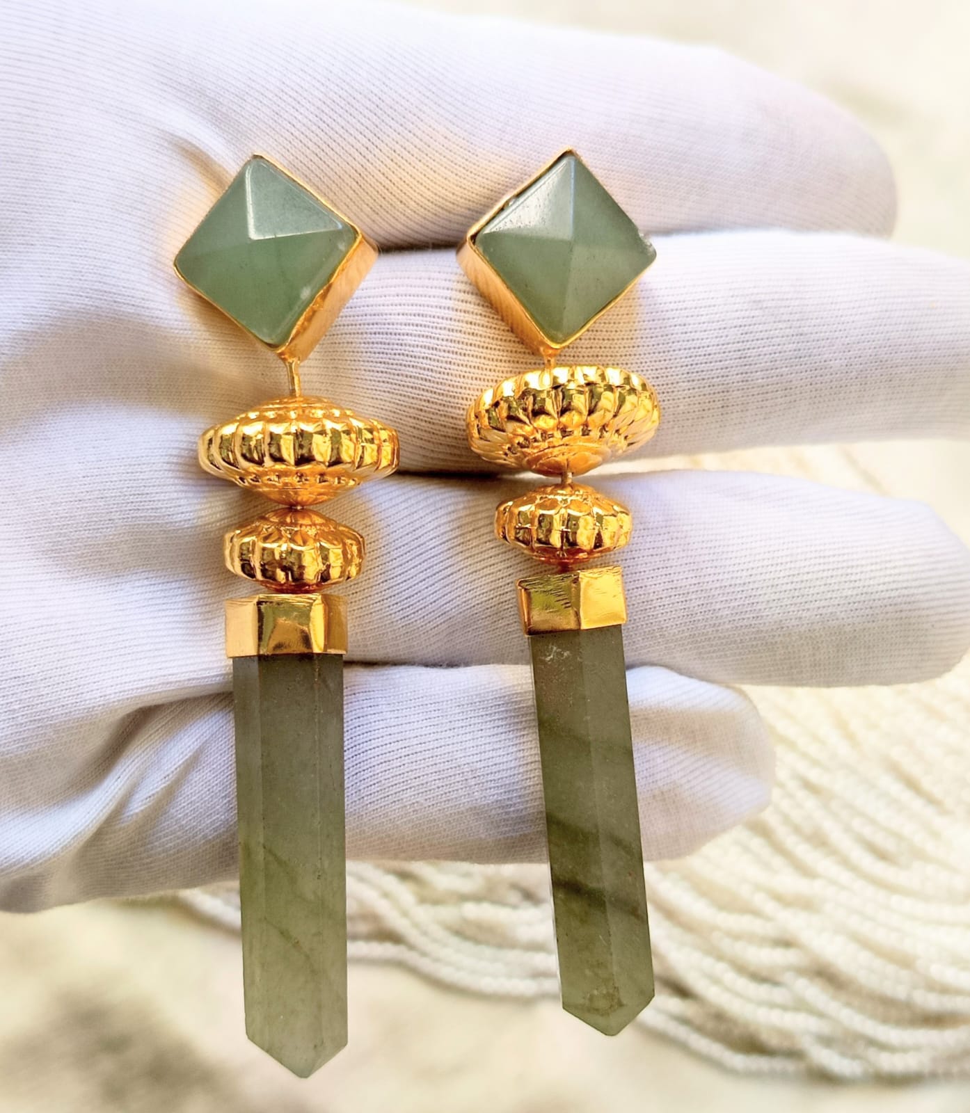 Royal Gemstone Bar Drop Earring