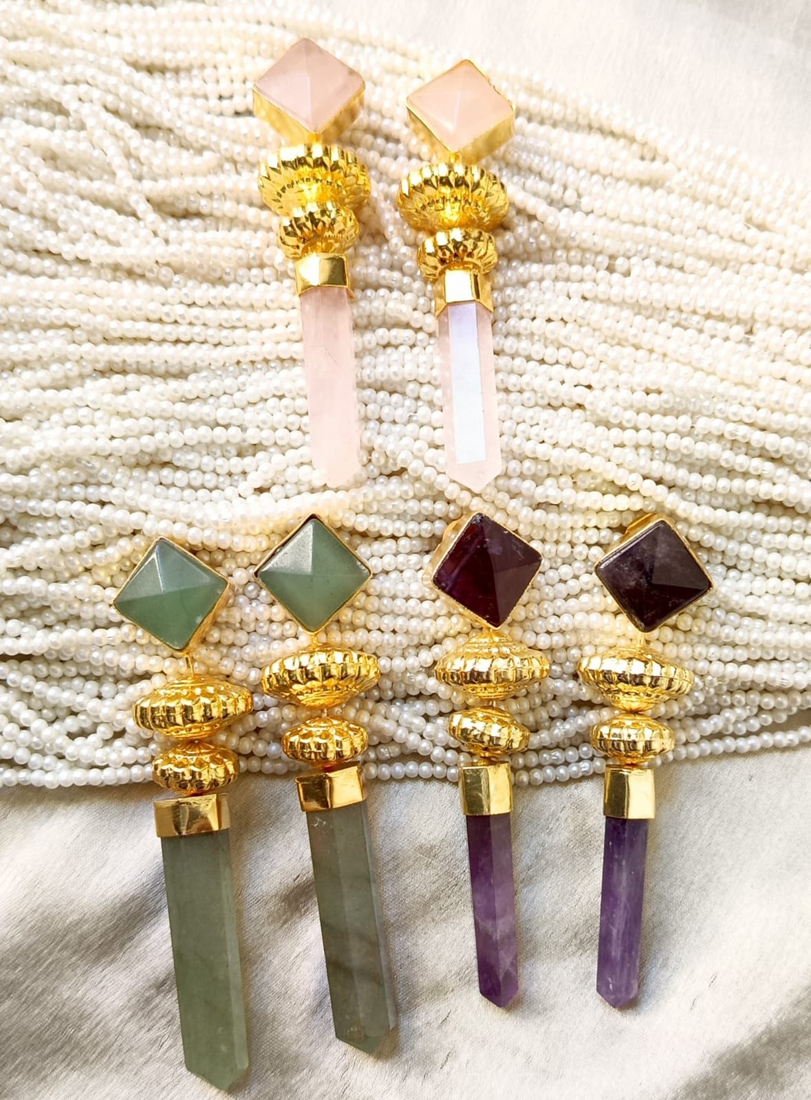 Royal Gemstone Bar Drop Earring