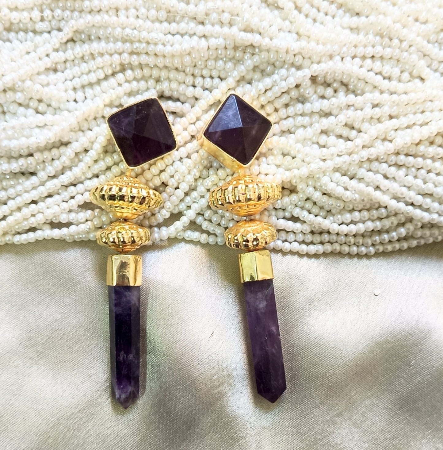 Royal Gemstone Bar Drop Earring