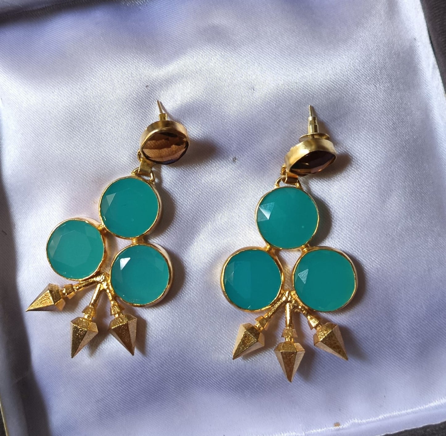 Tri Calcedony with Arrows Earrings
