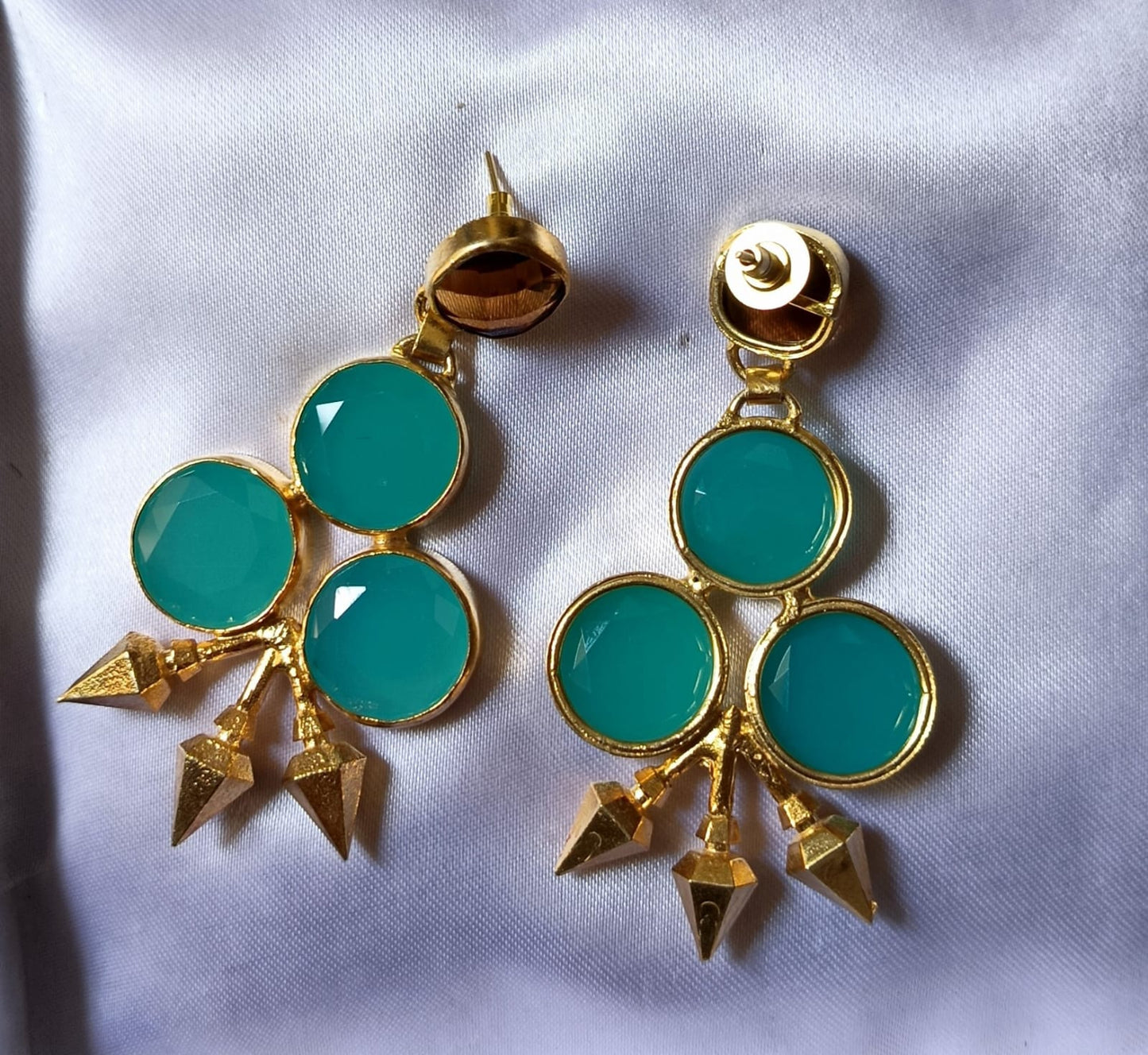 Tri Calcedony with Arrows Earrings