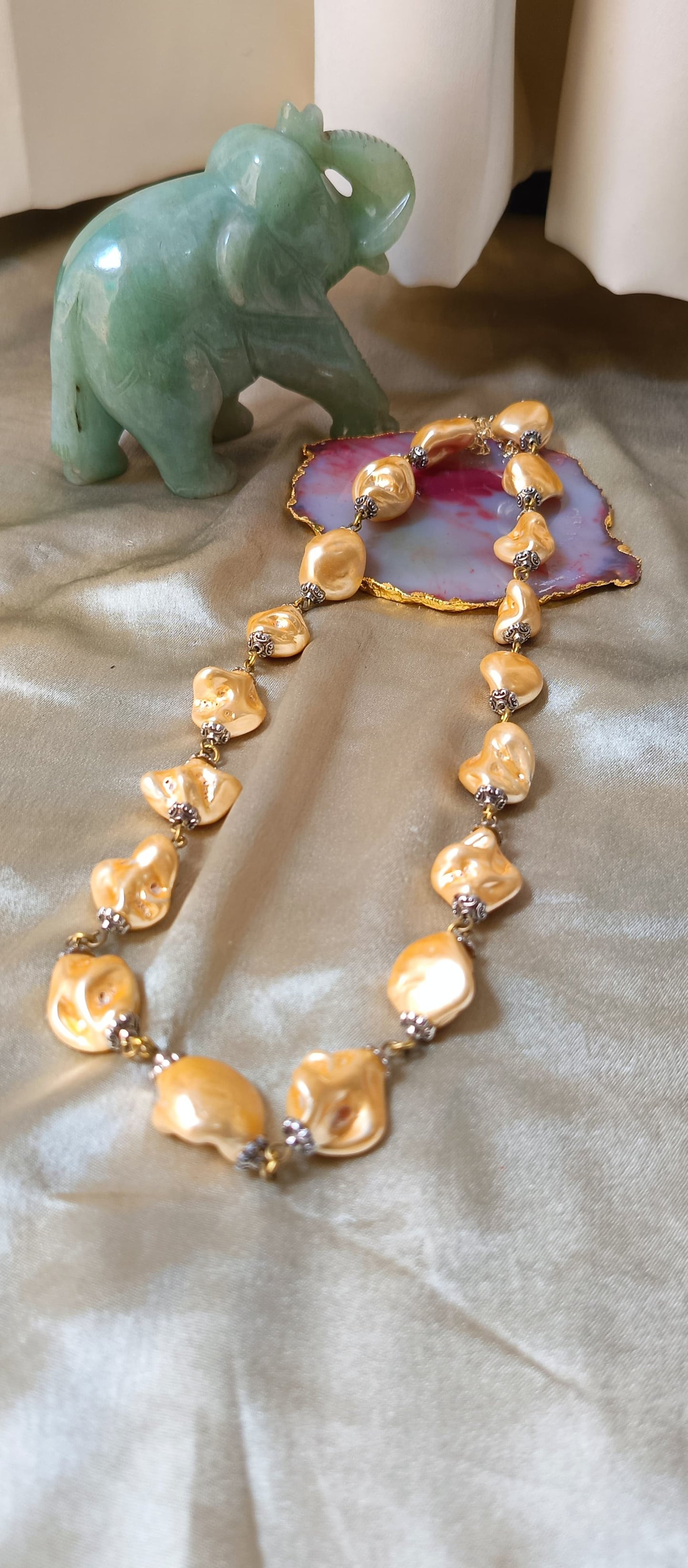 Golden Trail Beaded Necklace
