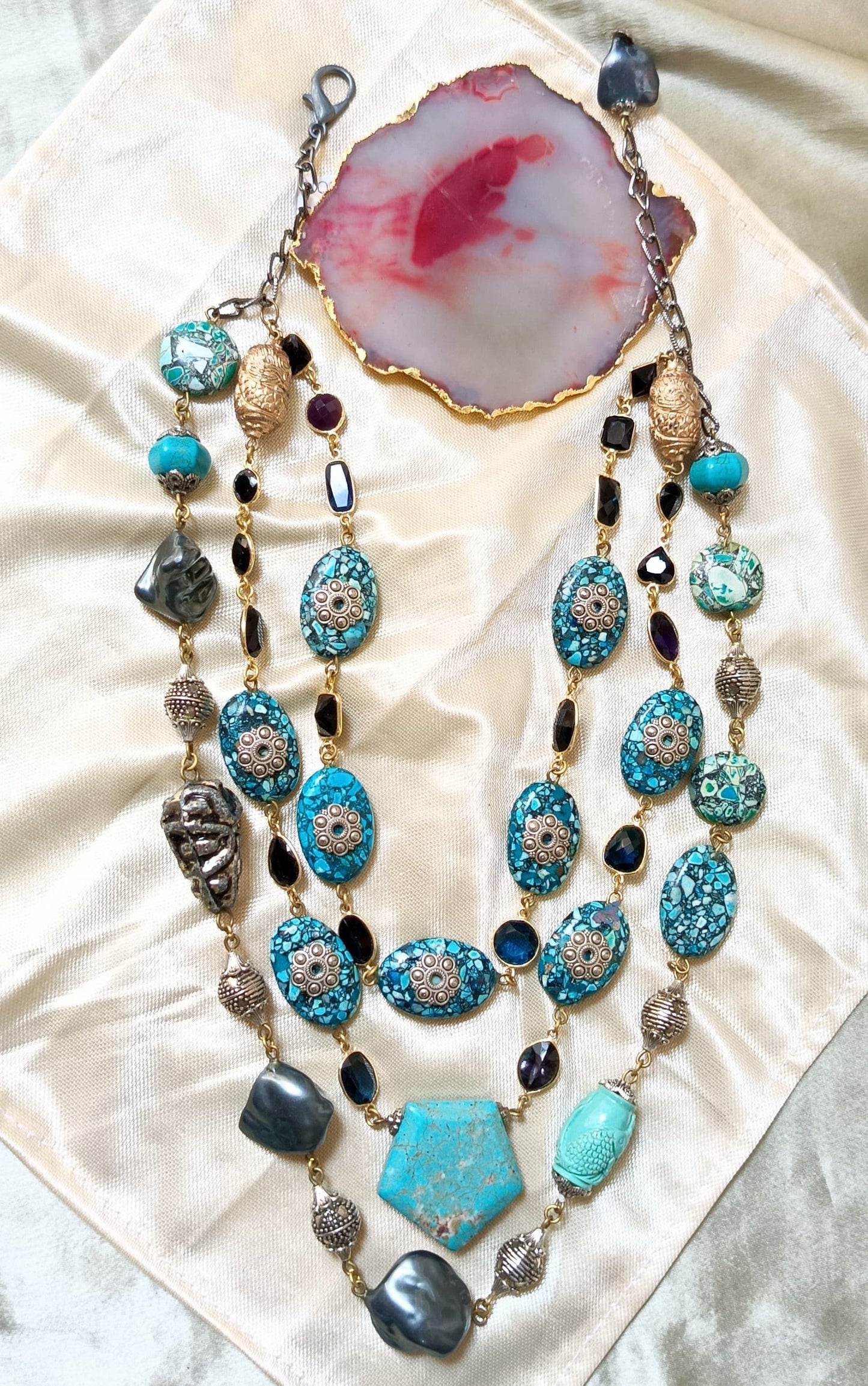 Coming Together Blue Beaded Necklace