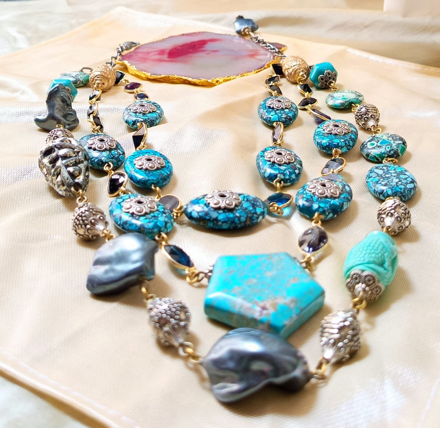 Coming Together Blue Beaded Necklace