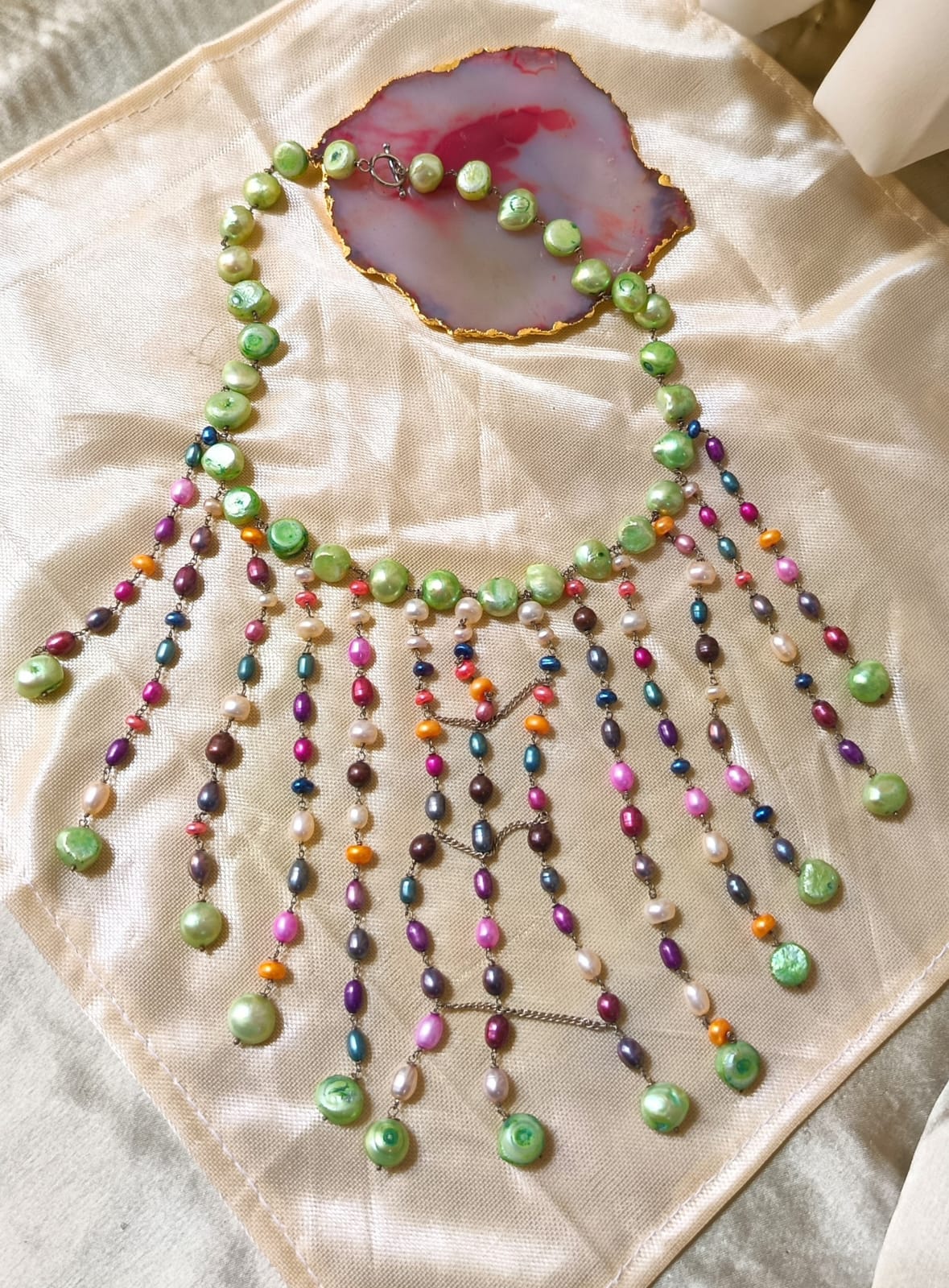 Fall Of Colourful Pearls Necklace