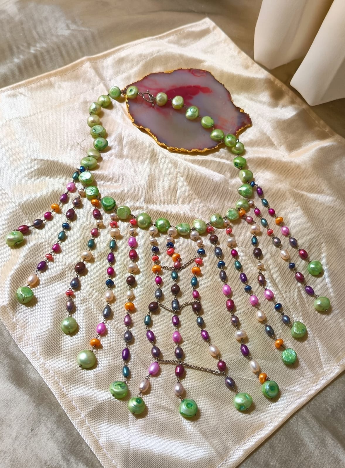 Fall Of Colourful Pearls Necklace