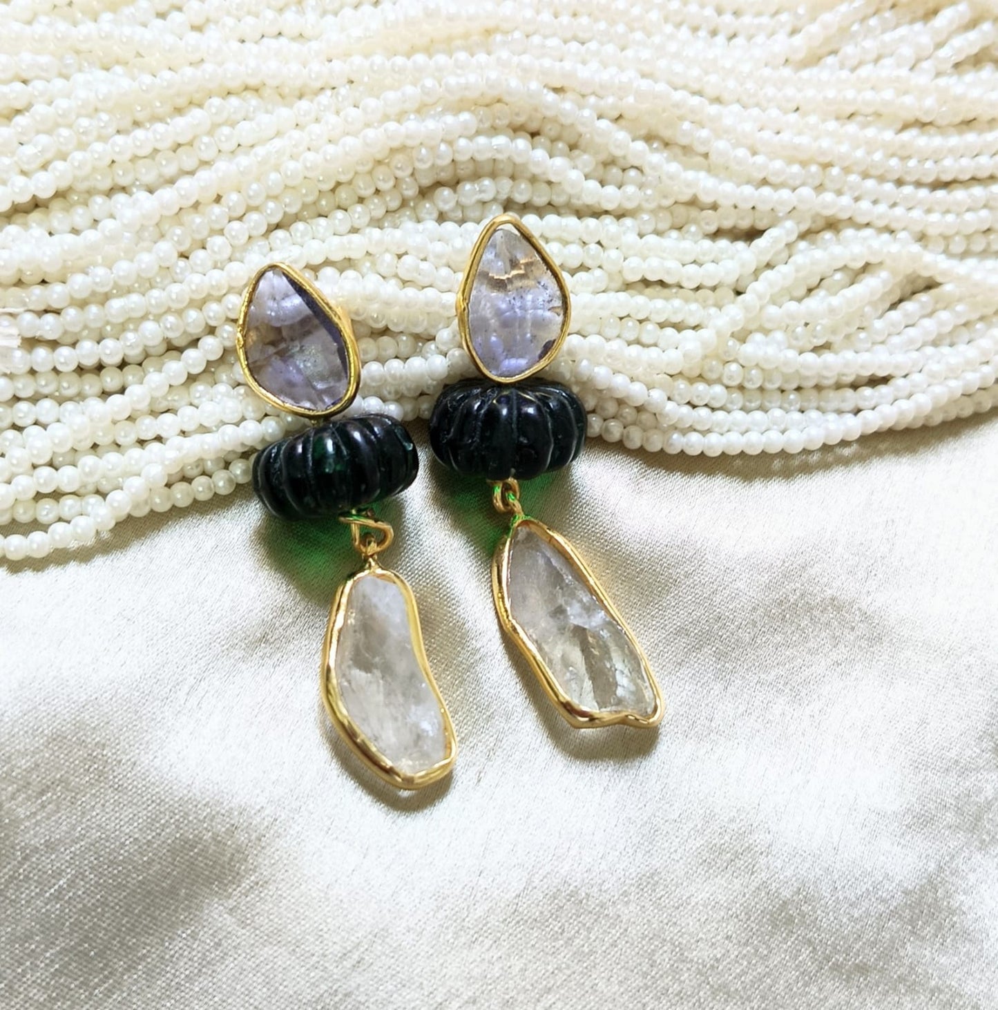 Raw Amethyst & Garnet Statement Earring
