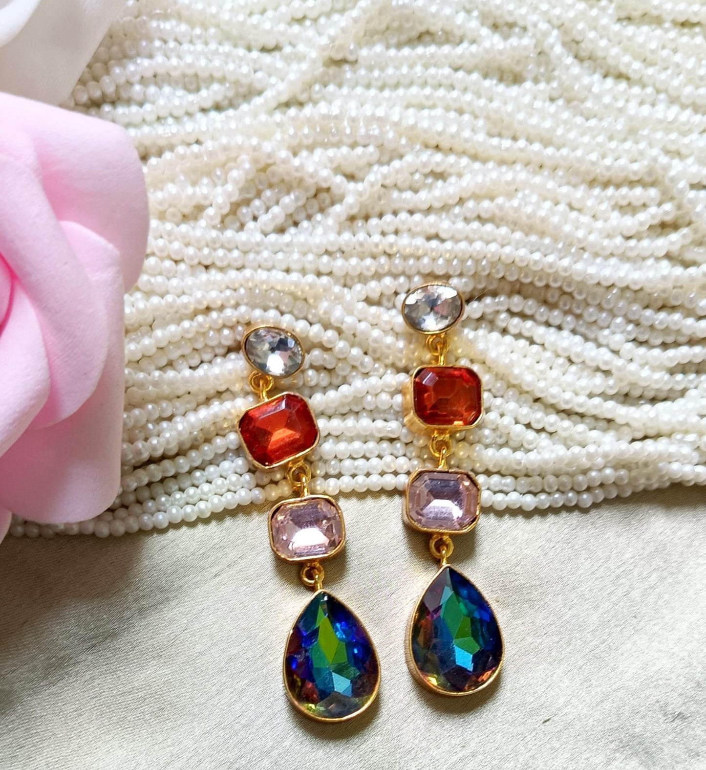 Triple Stone Luxe Drop Earring