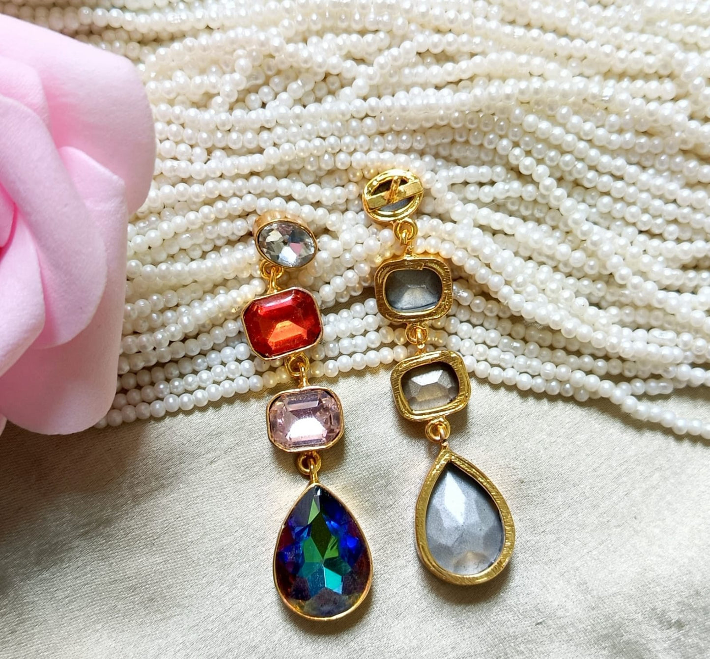 Triple Stone Luxe Drop Earring