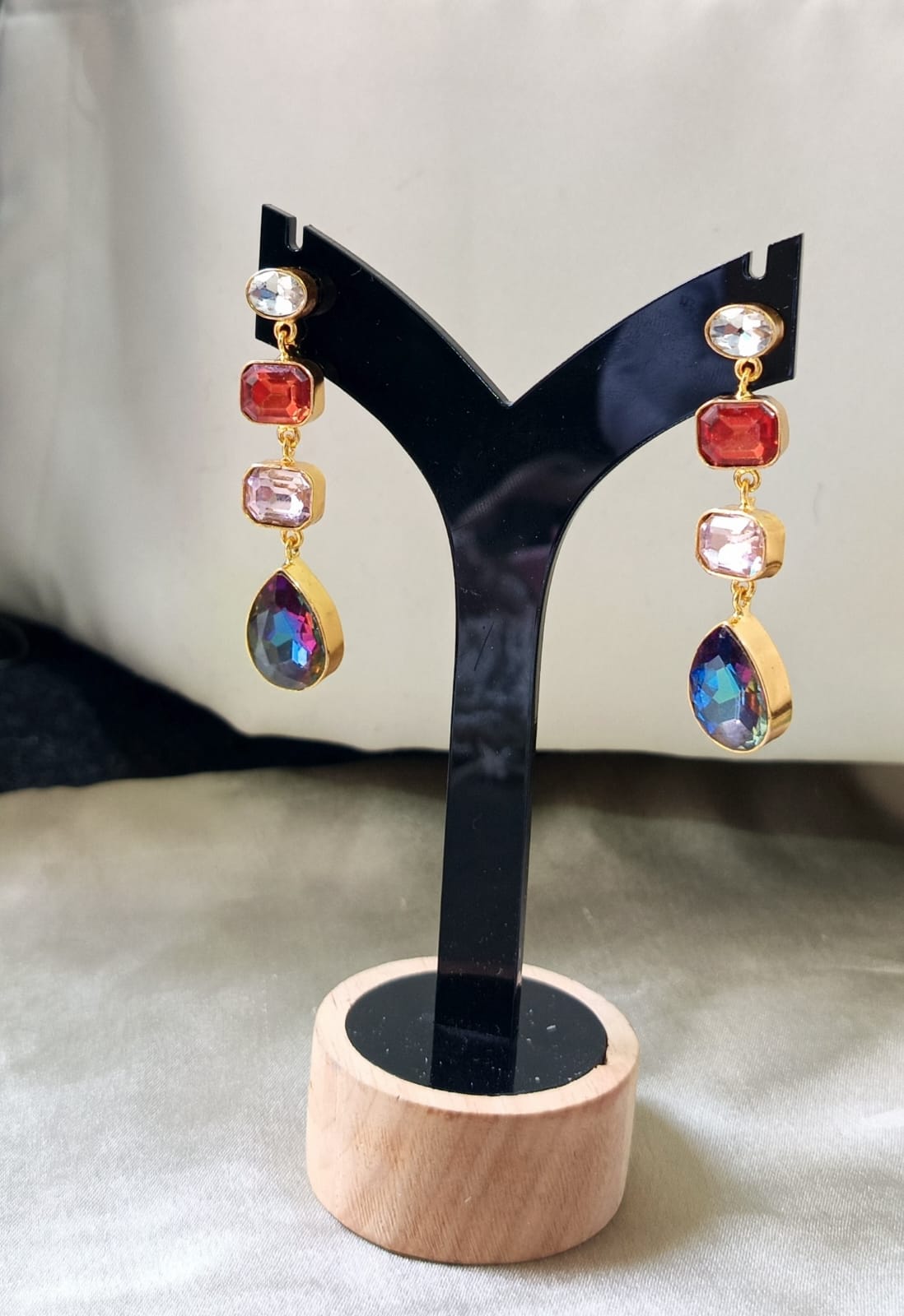 Triple Stone Luxe Drop Earring
