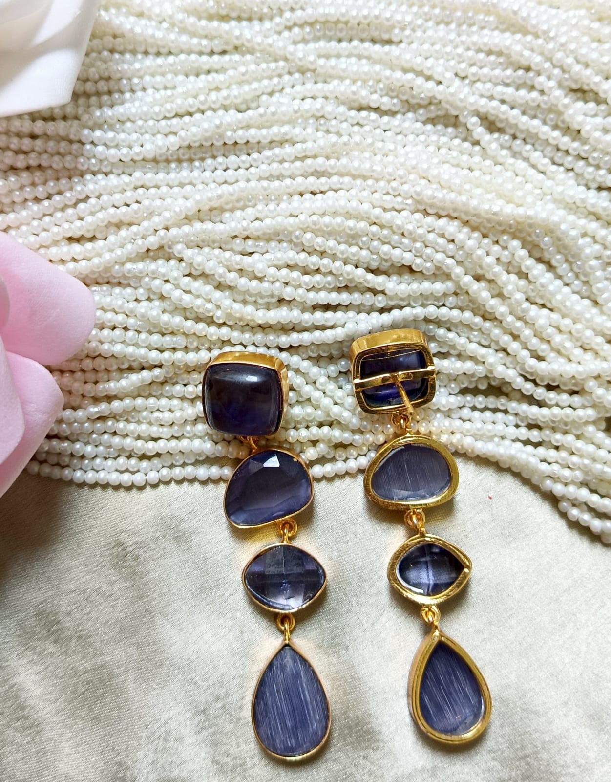 Triple Stone Luxe Drop Earring
