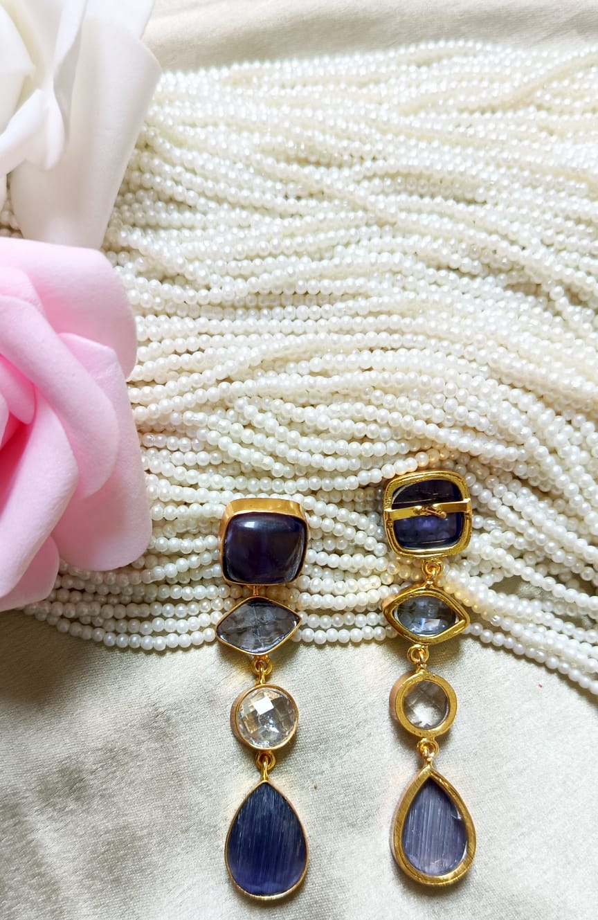 Triple Stone Luxe Drop Earring