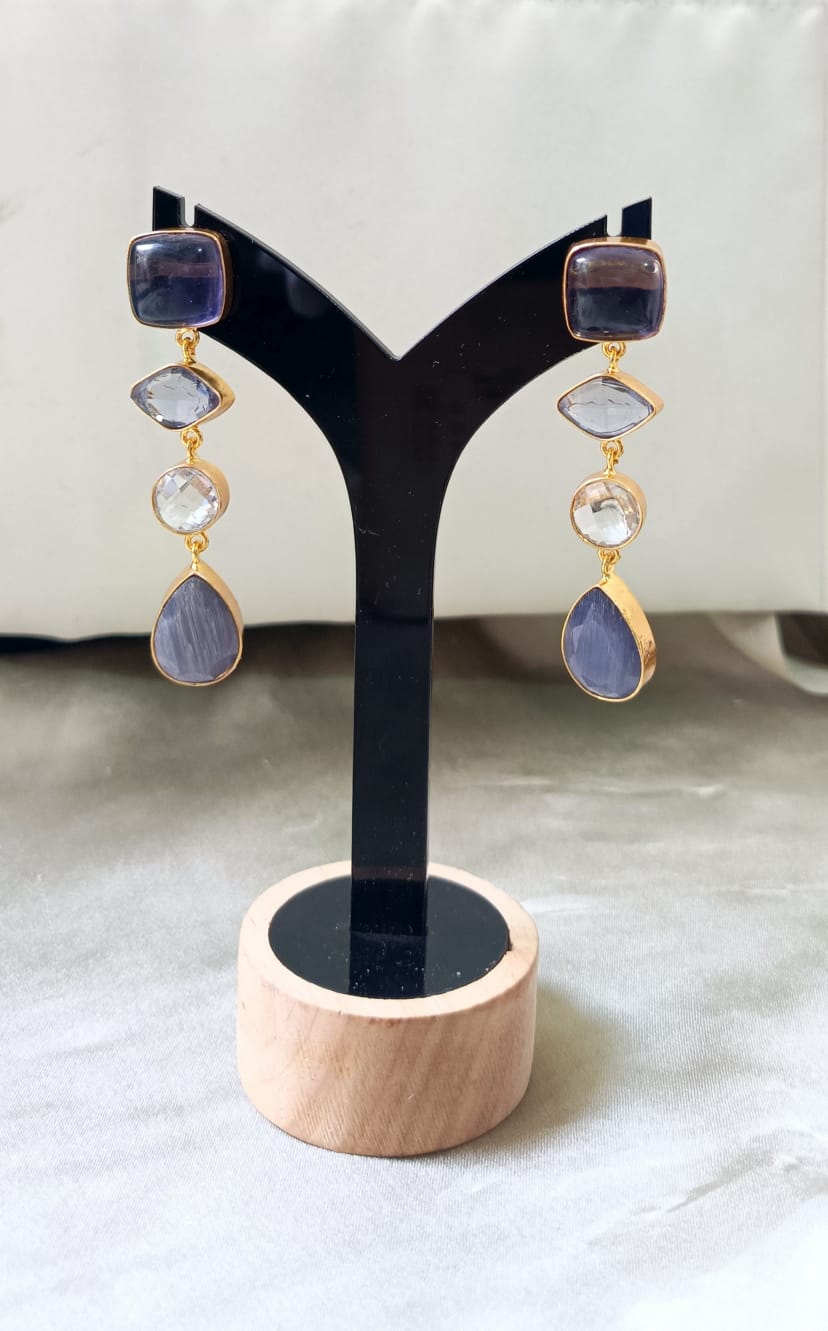 Triple Stone Luxe Drop Earring