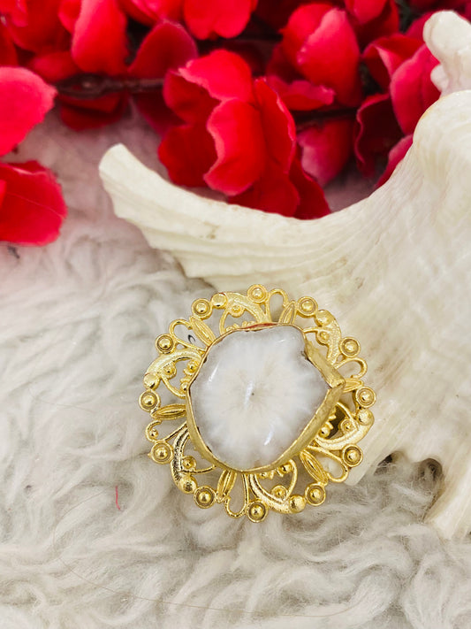 Agate Flower Ring