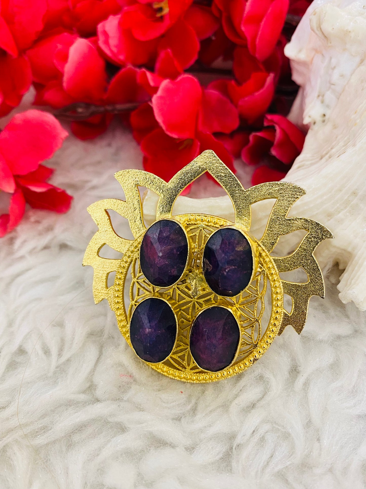 Amethyst Mughal Cocktail Ring