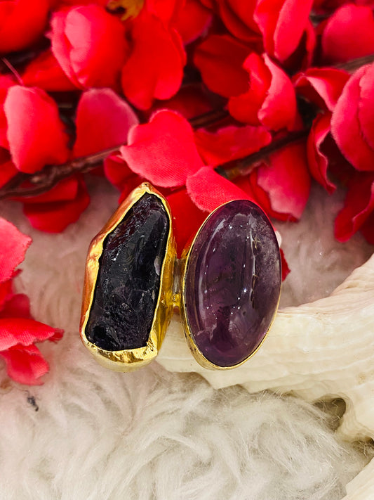 Rough and Shiny Amethyst Ring