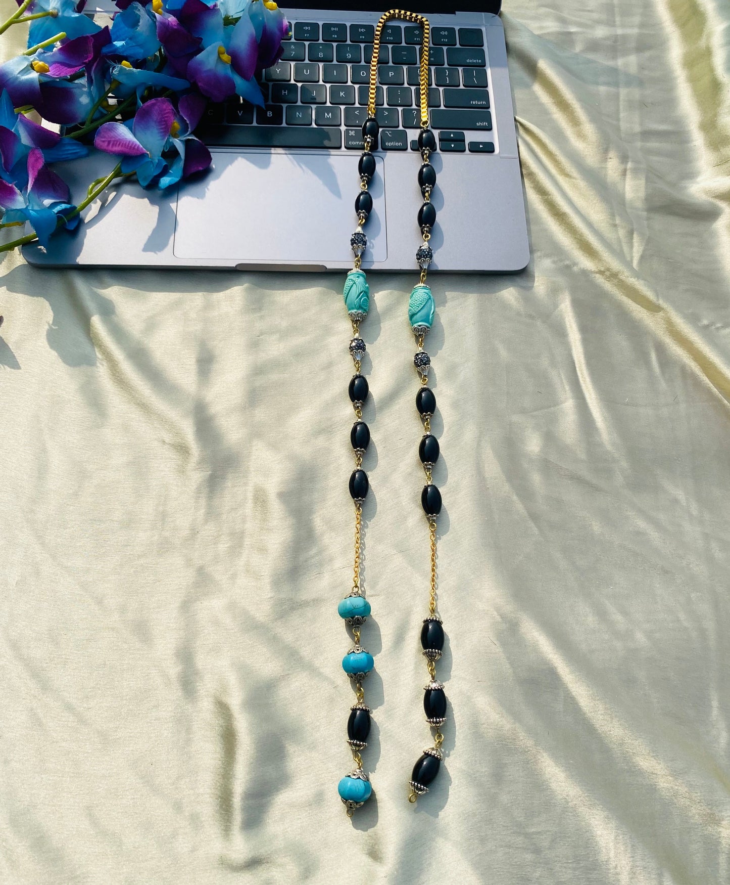 Soul Of Onyx Beaded Tie Necklace
