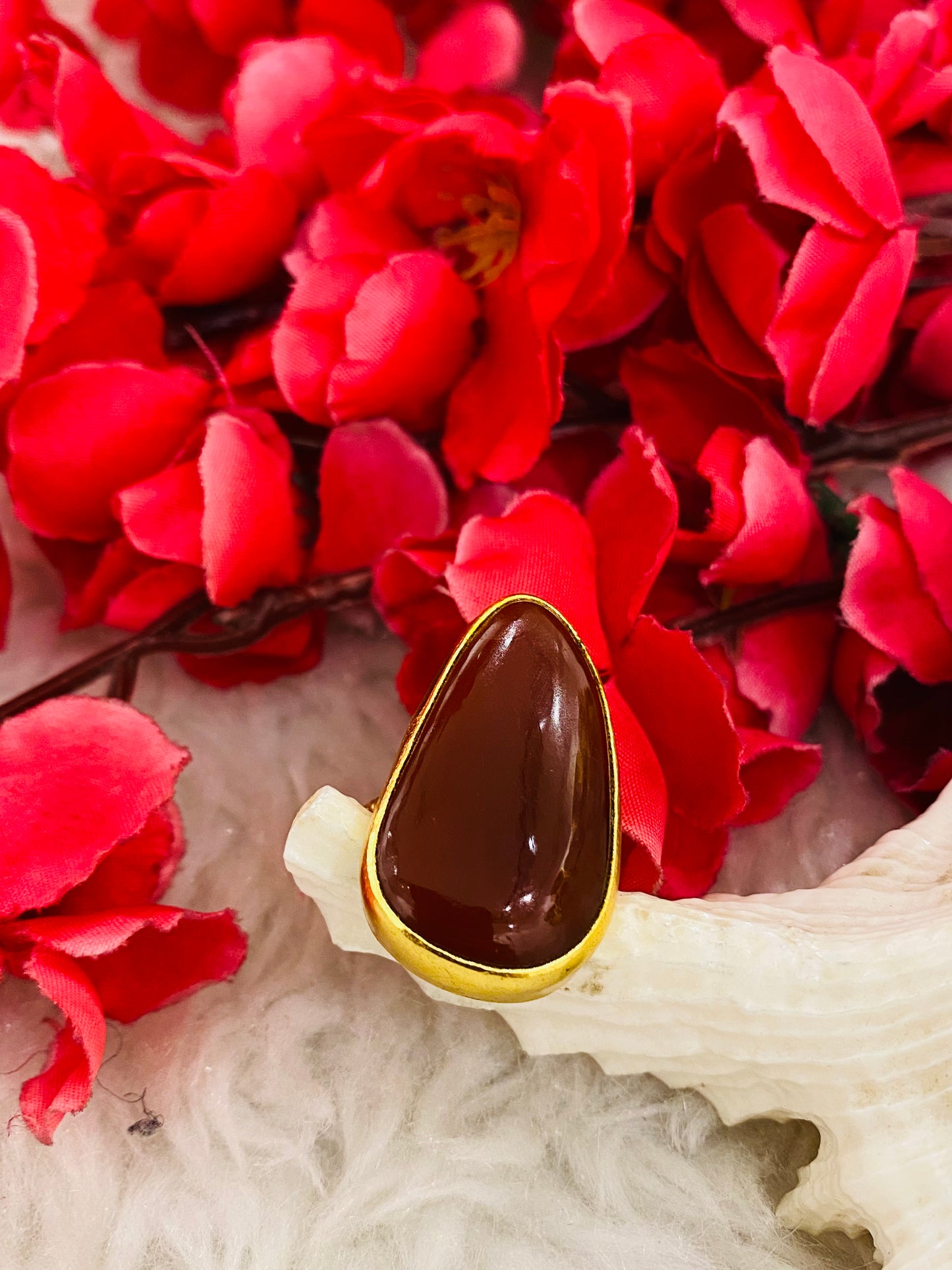 Carnelian Drop Ring