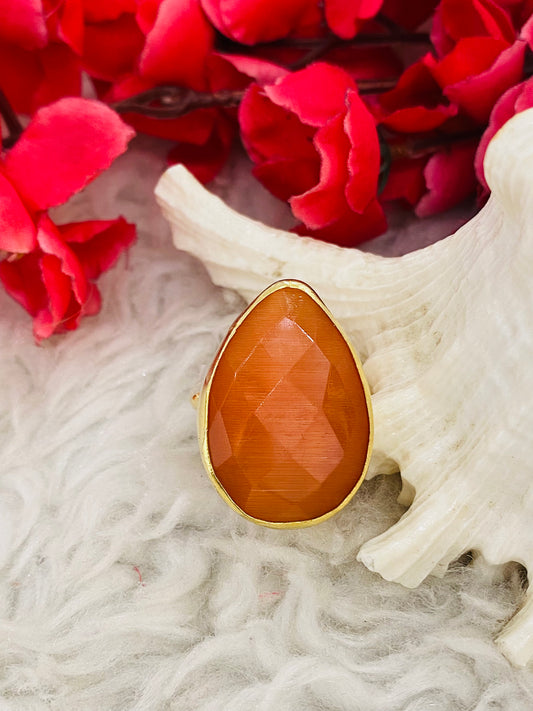 Carnelian Drop Ring