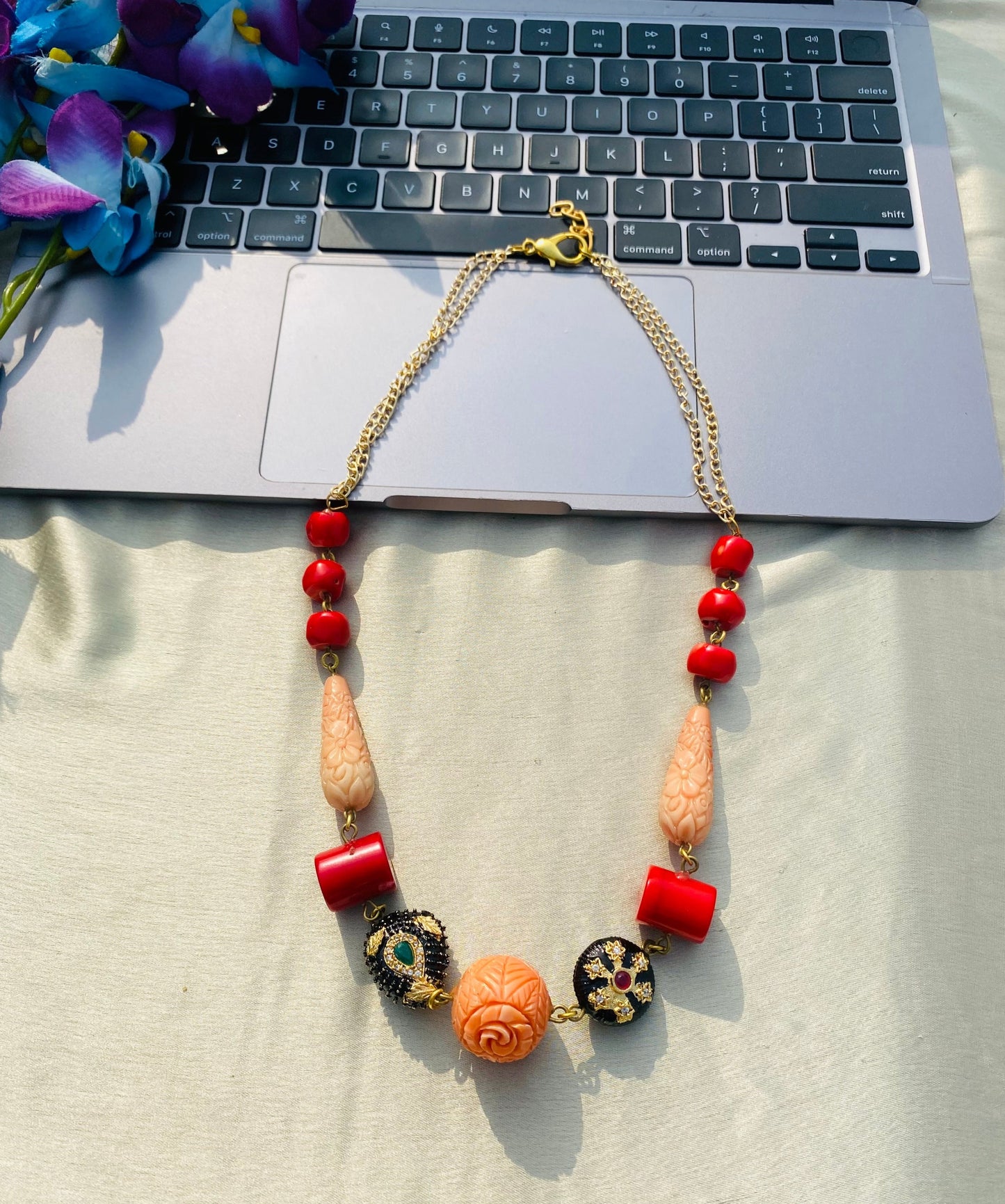 Red Drama Beaded Necklace