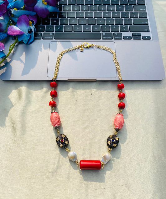 Coral Touch Beaded Necklace