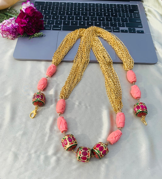 Wrap and Knot Coral Neclace
