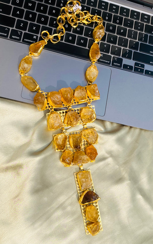 Citrine Long Curtain Necklace