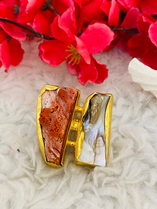 MOP Coral Ring
