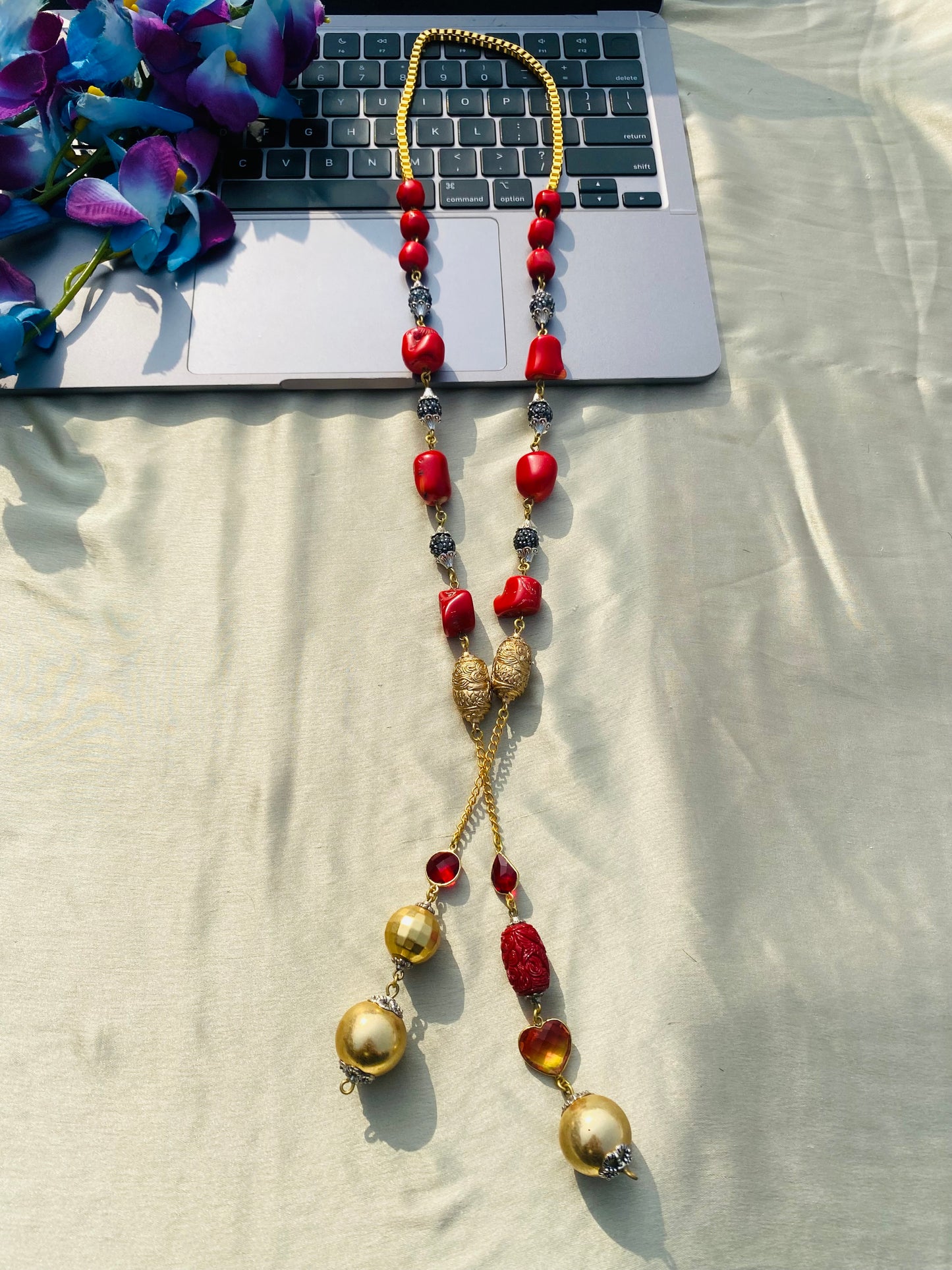 Cluster Of Red Tie Necklace