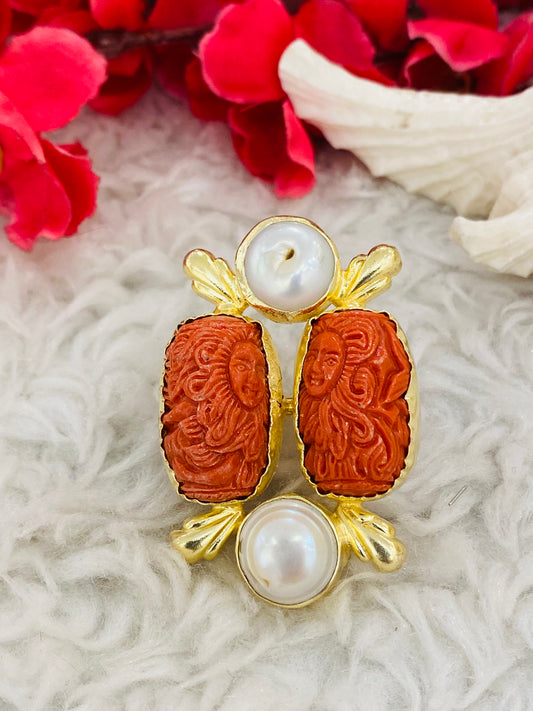Lady on Coral Ring