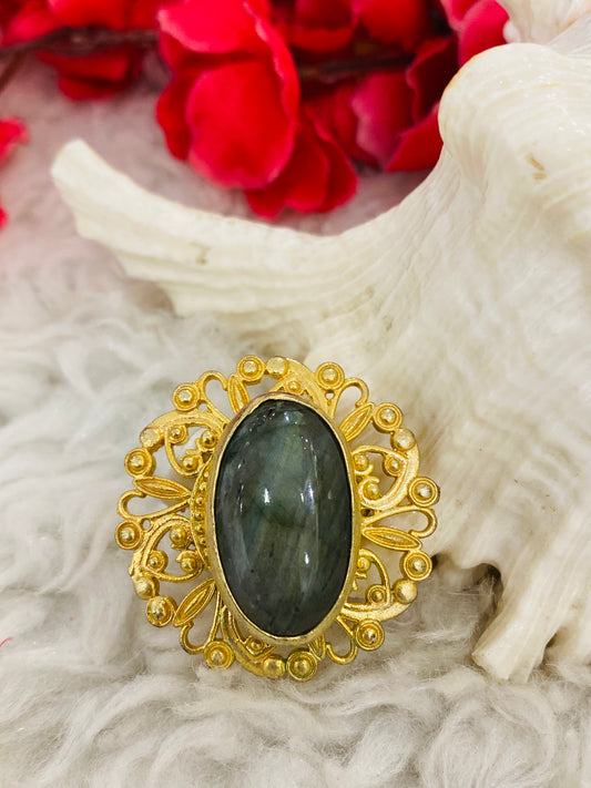Grey Labradorite Floret Ring
