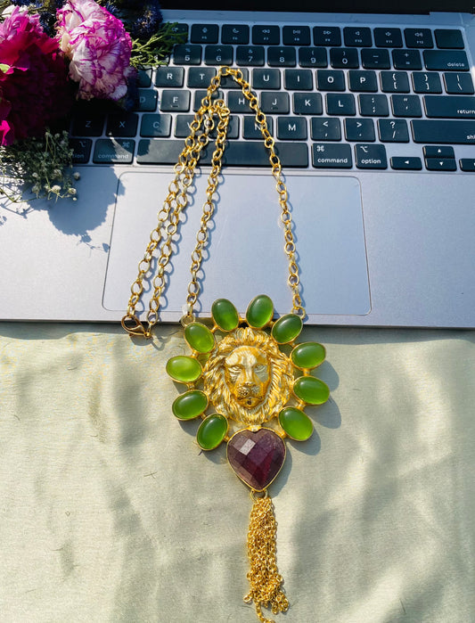 Lion Wrapped In Stones Pendant