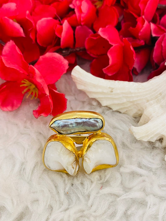 Love Triangle of Pearls Ring